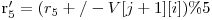  $r_5' = (r_5 +/- V[j+1][i])\% 5$