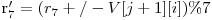  $r_7' = (r_7 +/- V[j+1][i])\% 7$