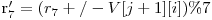  $r_7' = (r_7 +/- V[j+1][i])\% 7$