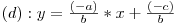 (d): y = \frac{(-a)}{b}*x + \frac{(-c)}{b}