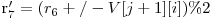  $r_7' = (r_6 +/- V[j+1][i])\% 2% 7)$