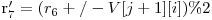  $r_7' = (r_6 +/- V[j+1][i])\% 2% 7)$