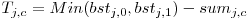  T_{j,c} = Min(bst_{j,0}, bst_{j,1}) - sum_{j,c} 