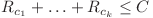 R_{c_1} + \ldots + R_{c_k} \leq C