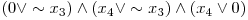  (0 \vee \sim x_{3}) \wedge (x_{4} \vee \sim x_{3}) \wedge (x_{4} \vee 0) 