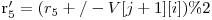  $r_5' = (r_5 +/- V[j+1][i])\% 2% 5)$
