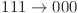111 \rightarrow 000