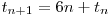  t_{n+1} = 6n + t_{n} 