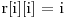 $r[i][i] = i$