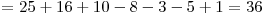  = 25 + 16 + 10 - 8 - 3 - 5 + 1 = 36 