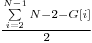 \frac{\sum\limits_{i=2}^{N-1}N-2-G[i]}{2}