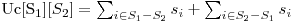  $Uc[S_1][S_2] = \sum_{i \in S_1 - S_2}{s_i} + \sum_{i \in S_2 - S_1}{s_i} $ 