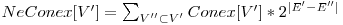  NeConex[V'] = \sum_{V'' \subset V'} Conex[V'] * 2^{|E'-E''|} 