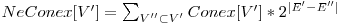  NeConex[V'] = \sum_{V'' \subset V'} Conex[V'] * 2^{|E'-E''|} 