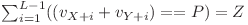  $$\sum_{i=1}^{L-1}  ( (v_{X+i} + v_{Y+i}) == P ) = Z$$ 