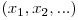  (x_{1}, x_{2}, ...) 
