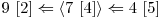  9\ [2] \Leftarrow \langle 7\ [4] \rangle \Leftarrow 4\ [5] 