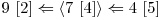  9\ [2] \Leftarrow \langle 7\ [4] \rangle \Leftarrow 4\ [5] 