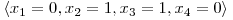  \langle x_{1} = 0, x_{2} = 1, x_{3} = 1, x_{4} = 0 \rangle 