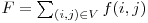 F = \sum_{(i,j) \in V}^{} f(i,j)