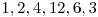 1, 2, 4, 12, 6, 3