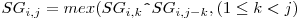 SG_{i,j} = mex(SG_{i,k} \verb|^| SG_{i,j-k}, (1 \leq k < j)