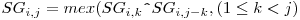 SG_{i,j} = mex(SG_{i,k} \verb|^| SG_{i,j-k}, (1 \leq k < j)