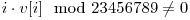 i \cdot v[i] \mod 23456789 \neq 0