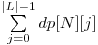 \sum\limits_{j=0}^{|L|-1}dp[N][j]