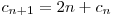  c_{n+1} = 2n + c_{n} 