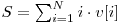 S=\sum_{i=1}^N {i \cdot v[i]}