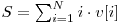 S=\sum_{i=1}^N {i \cdot v[i]}