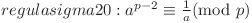  regula sigma 20: a ^ {p - 2} \equiv \frac{1}{a} (\text{mod }p)
