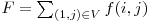 F = \sum_{(1,j) \in V}^{} f(i,j)