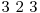  3 \ 2 \ 3 