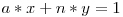 a * x + n * y = 1
