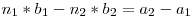 n_1 * b_1 - n_2 * b_2 = a_2 - a_1