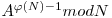 A^{\varphi(N)-1} mod N