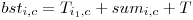  bst_{i,c} = T_{i_{1},c} + sum_{i,c} + T 