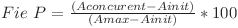  Fie\ P = \frac {(Aconcurent - Ainit)}{(Amax - Ainit)} * 100 